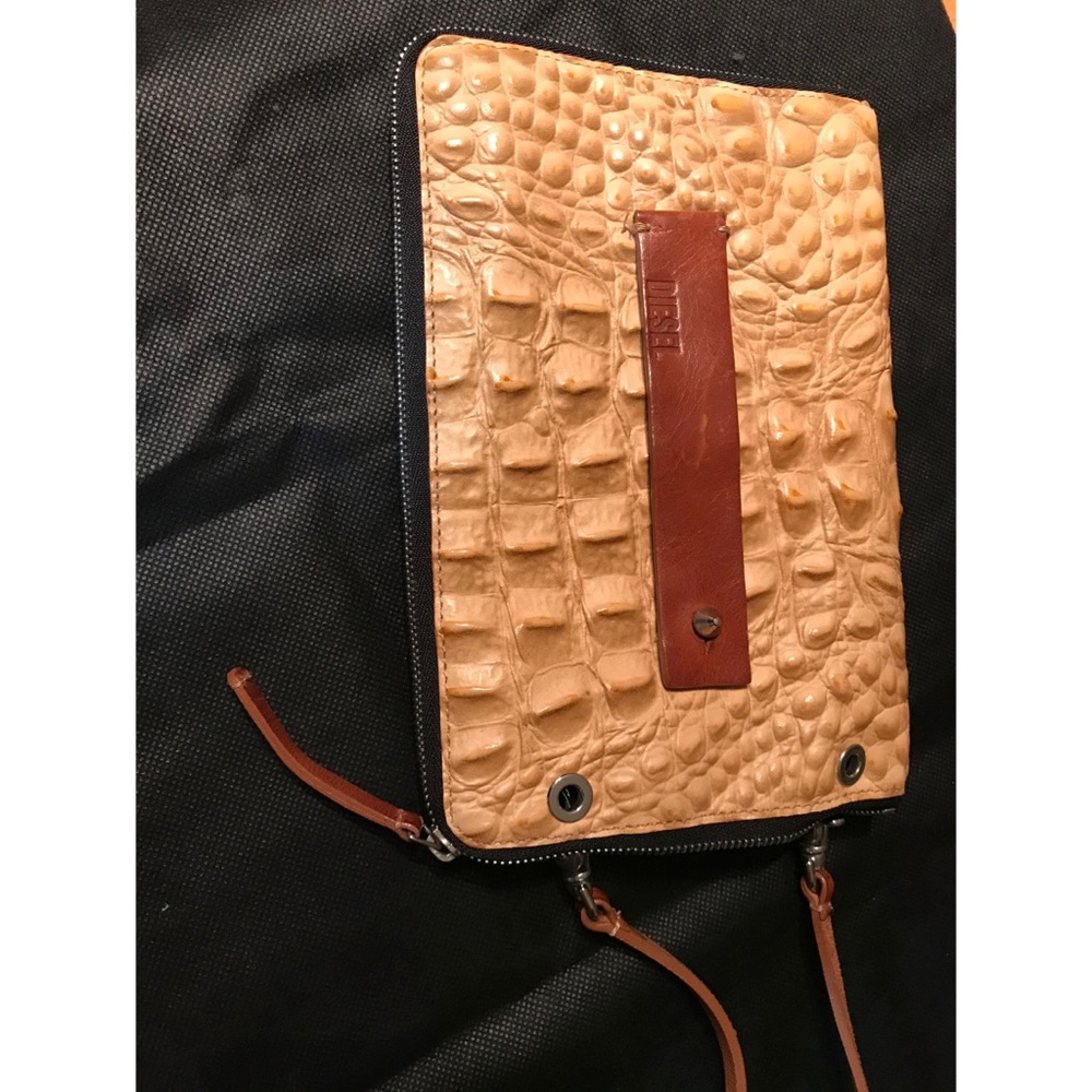Diesel crossbody wristlet clutch leather